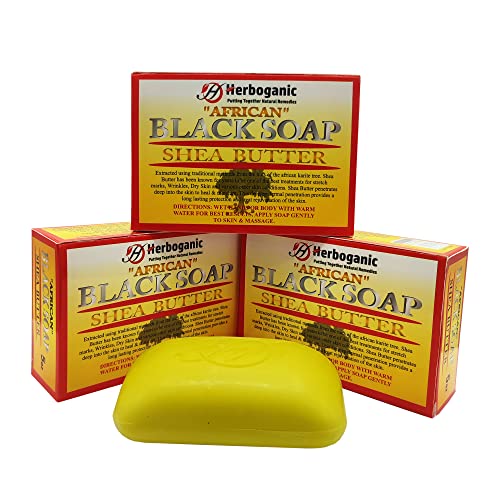 HERBOGANIC Mango Butter Herbal Soap | Pack of 3 of 5oz soap Bar | Natural Bar Soap for Face and Body | Hydrating and Nourishing | Suitable for Men and Women