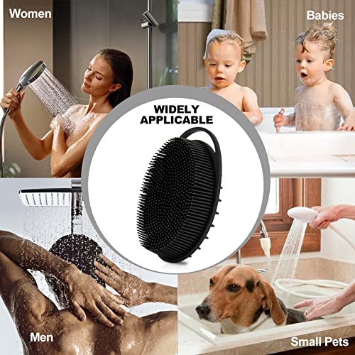 Silicone Body Scrubber, Silicone Loofah Double-Sided Body Brush,Silicone Shower Scrubber and Scalp Massager Shampoo Brush for Sensitive Kids Women Men All Kinds of Skin (Cool Gray)