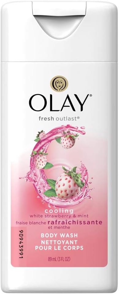 Olay Fresh Radiance Body Wash for Women - Plant-Based Cleansers, Strawberry & Mint, 3.0 fl oz (Pack of 24)