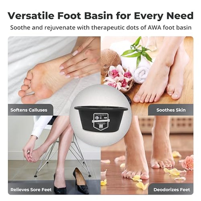 AWA Foot Soaking Tub for Soaking Feet, Extra Large Pool Foot Bath Soak Tub,Sturdy Feet Soaking Tub and Pedicure Bowl, Foot Spa Kit for Women and Men (Black Foot Tub)