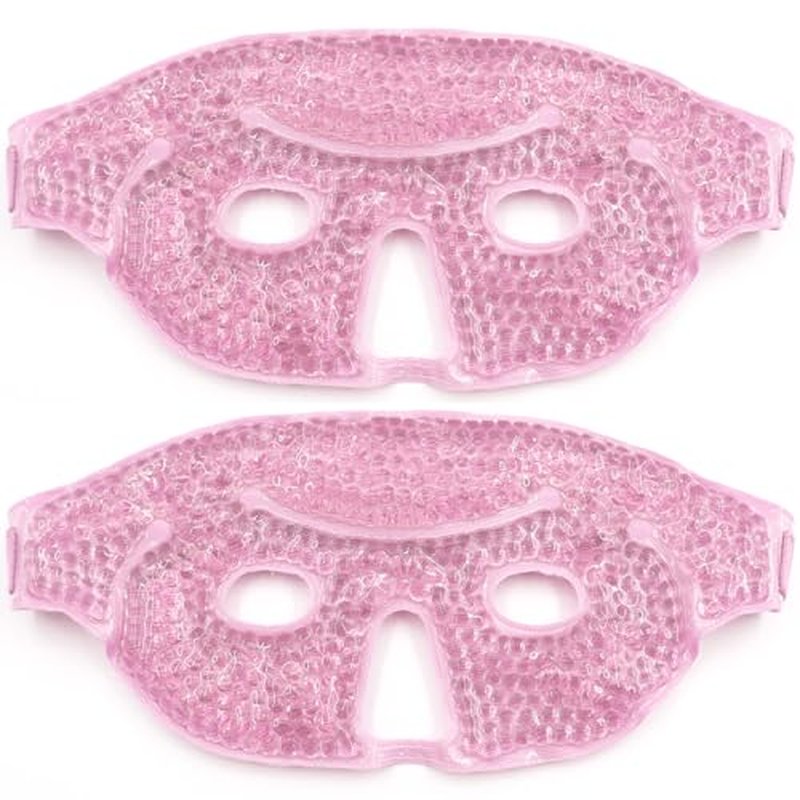 Cold Face Eye Mask, Cooling Mask, Reusable Cold Mask for Hot and Cold Treatment for Eye Strain, Eye Swelling, Eye Redness, Puffy Eyes, Dark Circles, Smooth Fine Lines, and Eye Recover. 2 PCS, Pink