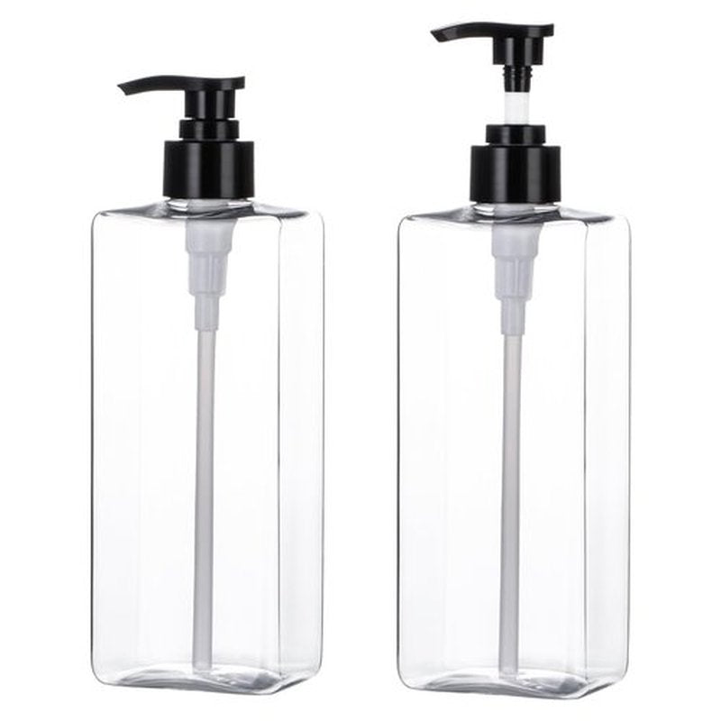 Yebeauty Pump Bottle Dispenser, 17oz 500ml Empty Plastic Shampoo Pump Bottles Shower Soap Dispenser Refillable Liquid Containers for Conditioner Body Wash, Bathroom Kitchen, 2 Pack Clear