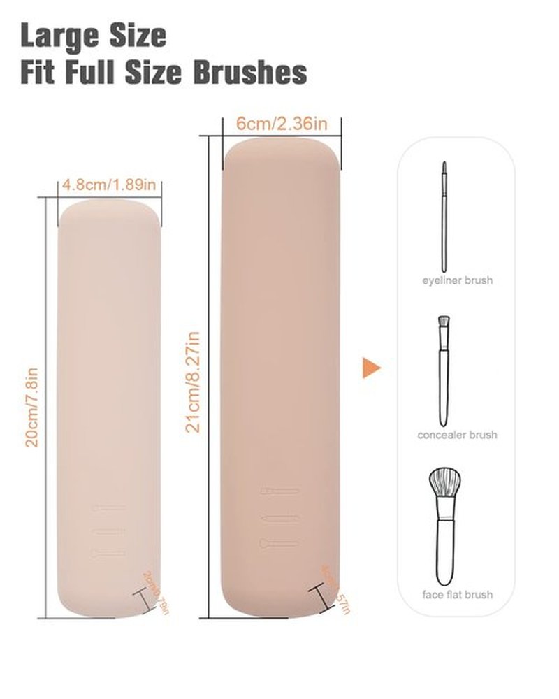 FERYES Large Travel Makeup Brush Holder, Magnetic Anti-fall Out Silicon Portable Cosmetic Face Brushes Holder, Soft and Sleek Makeup Tools Organizer for Travel- (8.27 * 2.36 * 1.57)