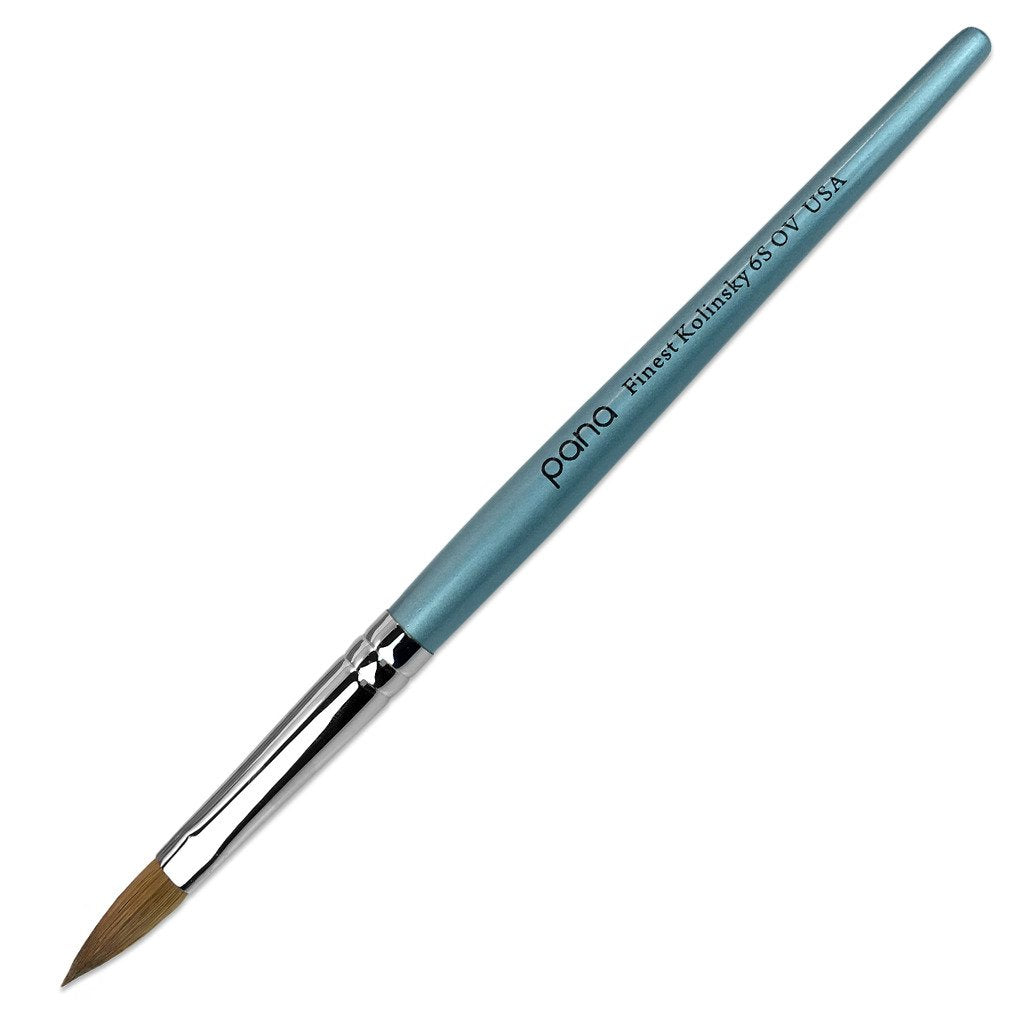 Size 10 PANA Pure Kolinsky Acrylic Nail Brush - Oval Crimped Clear Handle