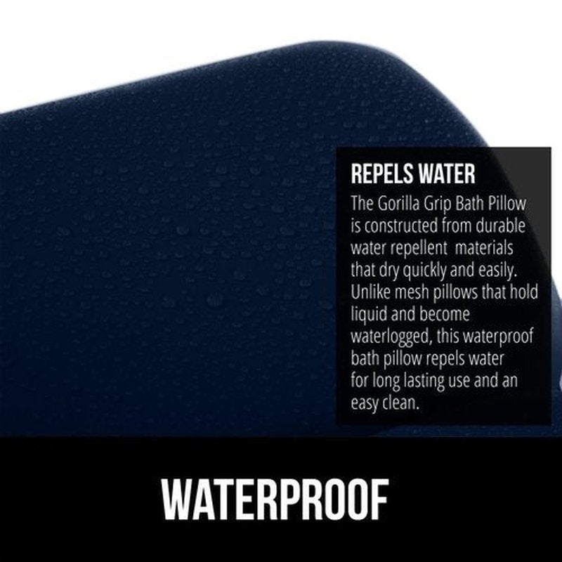 Gorilla Grip Bath Pillow for Tub, Improved Suction Cups, Luxury Bathtub Pillows, Headrest for Neck and Back Support, Relaxing Home Spa, Hot Tub and Bathroom Essentials, Gifts for Women, 2 Panel Navy