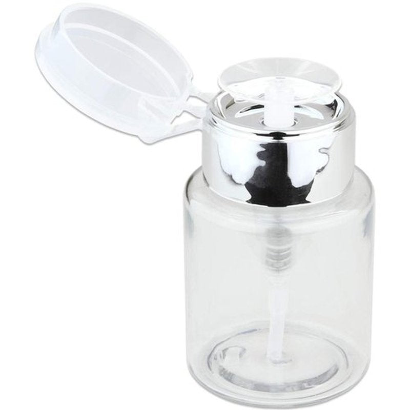 3oz Push Down Pump Dispenser Flip Top Cap Refillable Empty Bottle - Color: Silver - Lockable Travel Cosmetic Packaging Empty Bottle for Nail Polish Manicure