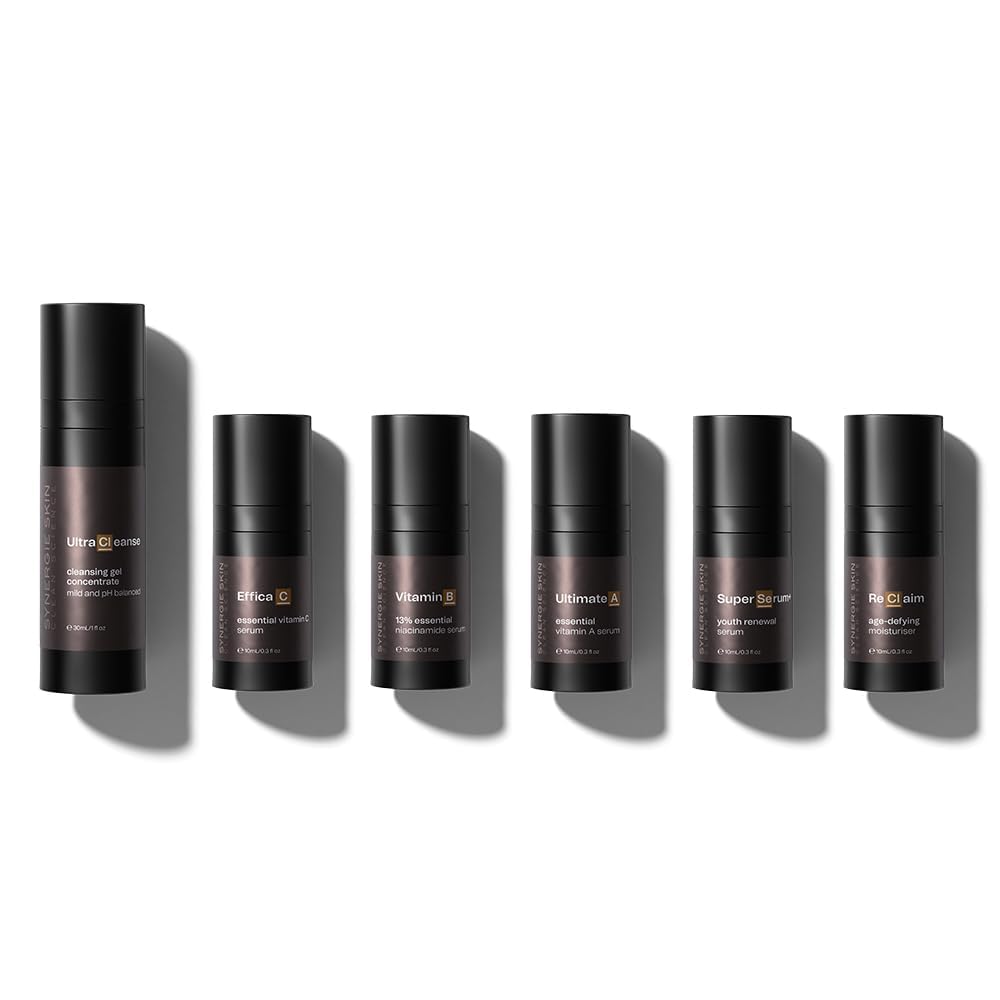 Synergie Skin Ultimate Anti-Ageing Kit, Reduces Wrinkles and Fine Lines, Vitamin B, Travel Skincare, Skin Brightening, Foaming Cleanser, Face and Eye Serum