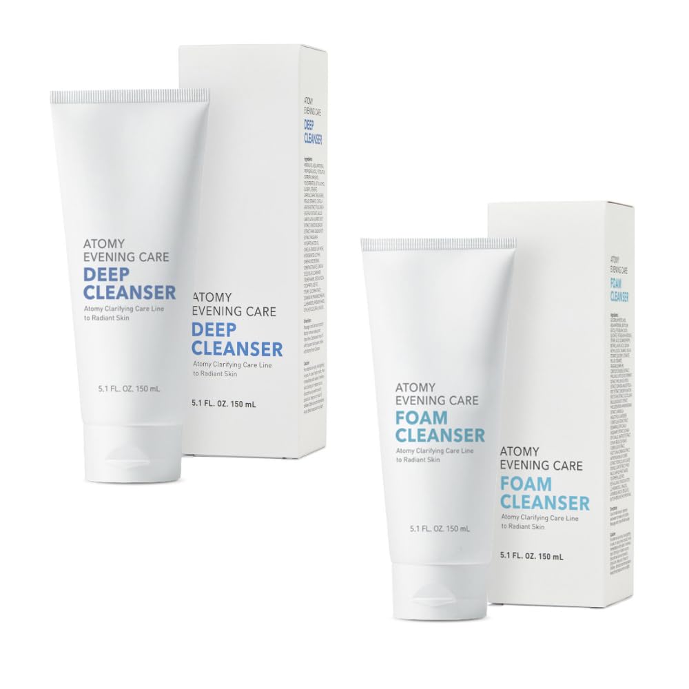 Korean Skin Care Rutine Evening Care Foam Cleanser 5.1 oz (150g) +Deep Cleanser 5.1oz(150g) Facial Foam