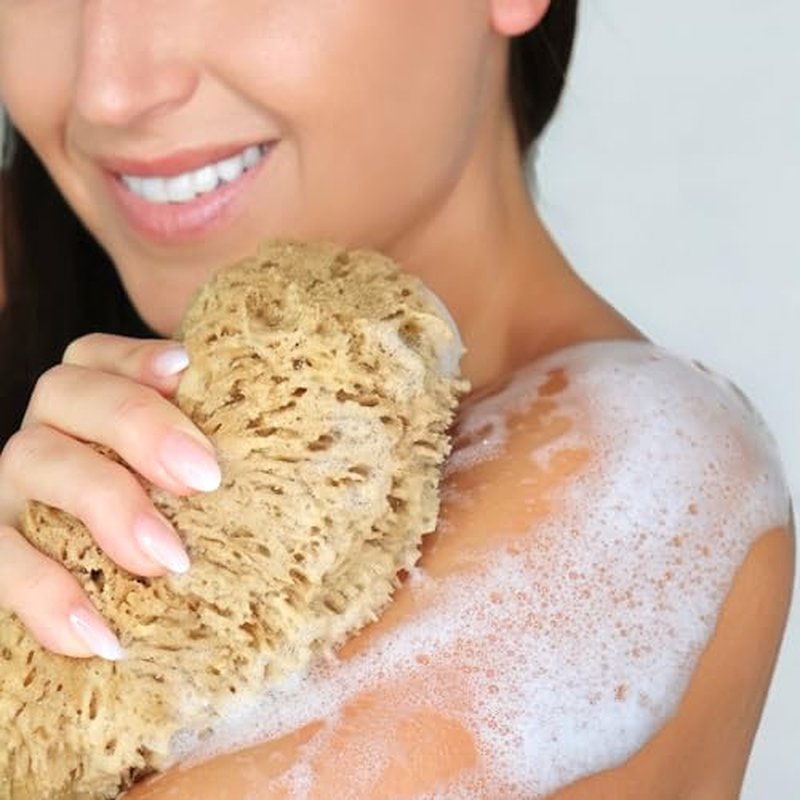 Naroa Exfoliating Natural Sponge for Bathing | Bath Sea Sponge for Healthy Skin | Unbleached Shower Body Scrubber Puff | Eco Friendly Plastic Free Sponge (Exfoliate - Small)
