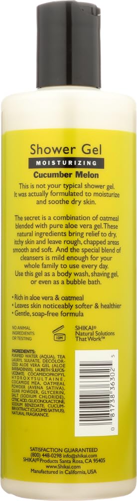 ShiKai Shower Gel, Cucumber Melon, 12-Ounces