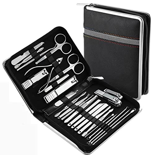Stainless Steel Nail Clippers Manicure Set Cutter Scissor Cuticle Nipper Nail Tools Set Travel Case Kit(D)