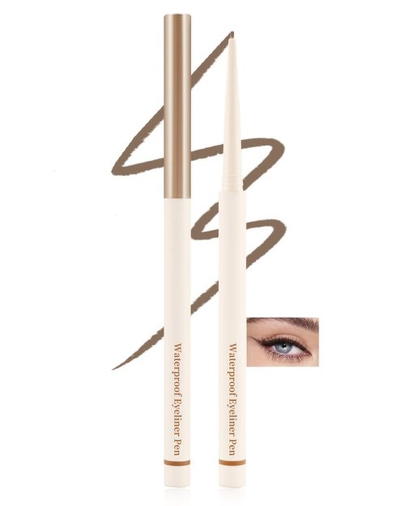 Light Brown Eyeliner Gel Pencil, Waterline Eyeliner Waterproof Smudge Proof, Ultra-Fine Tip, Matte Gel Cream Smooth Texture, Quick-Drying Long-Lasting, High Pigmented Eye Liner Pen Makeup for Women-03