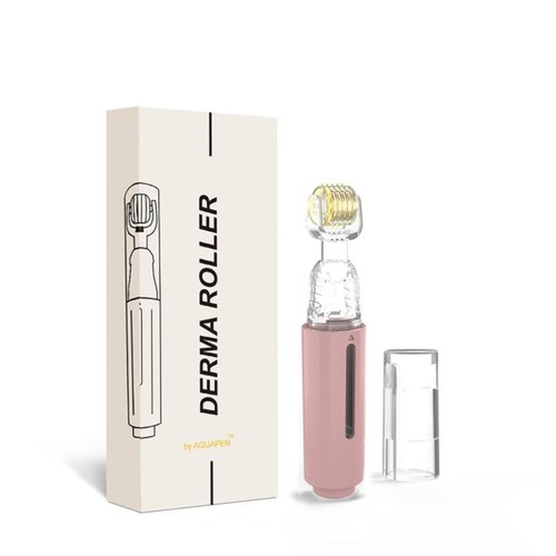 Infusion Derma Roller Skin Care Microneedling Beauty Tool at Home Microneedles for Face Scalp Lips Dermaroller 0.25mm (Pink)
