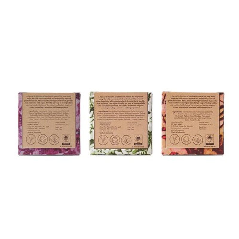 Bali Soap - Batik Gift Set - Handmade Moisturizing Natural Soap Bar for Face & Body, Vegan Handmade Plant Based, 3.5 Oz each 3 Pack