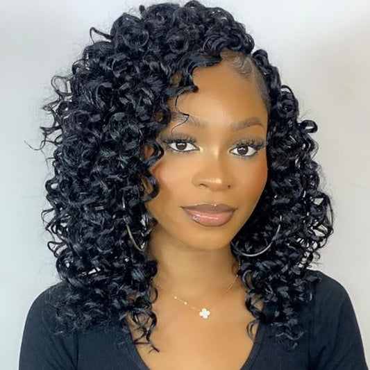 ZRQ GoGo Curl Crochet Hair 14 Inch Pink Short Beach Curl Crochet Hair For Women Water Wave Crochet hair Synthetic Deep Twist Crochet Braids (14Inch,Tpink)