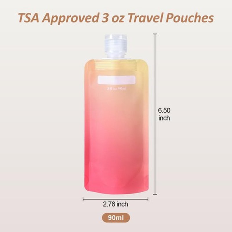 PACKISM Travel Pouches for Toiletries - 12 Pack Leak Proof 3oz TSA Approved Travel Size Containers, Stand Up, Slim & Lightweight Design, Take up Less Space, Pack More Liquids