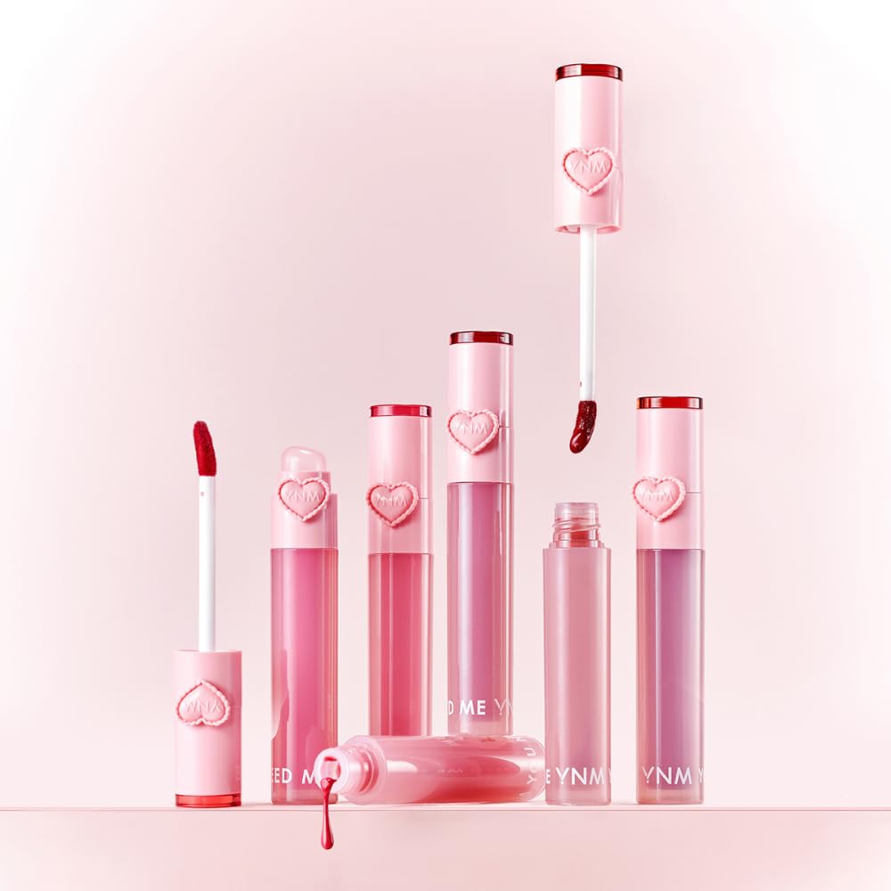 YNM Heart Jelling Tint, STRAWBERRY JELLING, Silicone Lip Brush Included, K-Beauty, Non-Sticky, Moisturizing, Smudge-Proof, Korean Lip Tint, Long-Lasting, Vivid Color, 0.09 oz