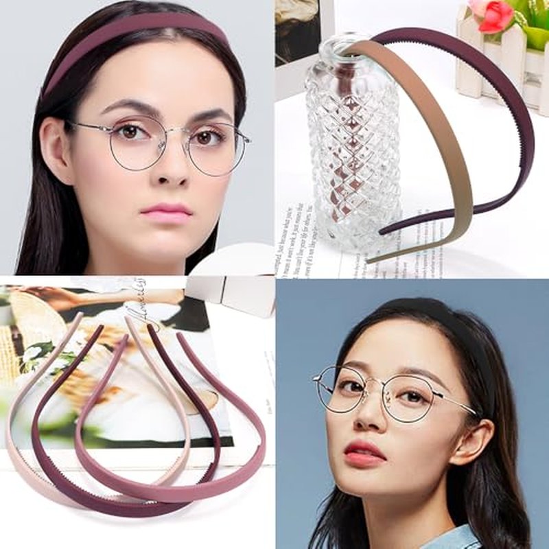 TOBATOBA Headbands for Glasses Wearers No Pressure No Headache Headbands Square Headband Sunglasses Headband for Women Comfortable Headbands for Girls, Womens Headbands Non Slip with Teeth 6Pcs