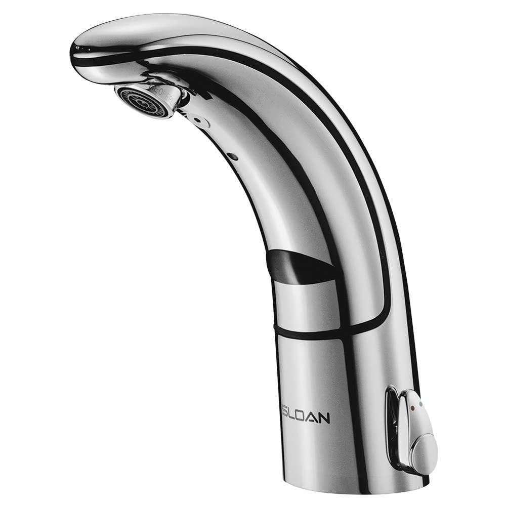 Sloan Optima EAF-150 Sensor Activated Touch-Free Faucet, Commercial Grade with Mounting Hardware - 1.5 GPM Battery-Powered Deck-Mounted Mid Body, Polished Chrome Finish, 3335001