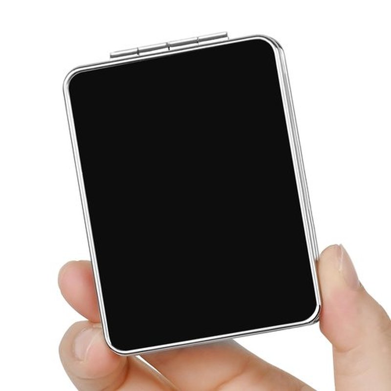 dcdcee Pocket Mirror, Small Travel Mirror with Magnification, Portable Double-Sided Magnifying Cosmetic Mirror for Daily (Black)