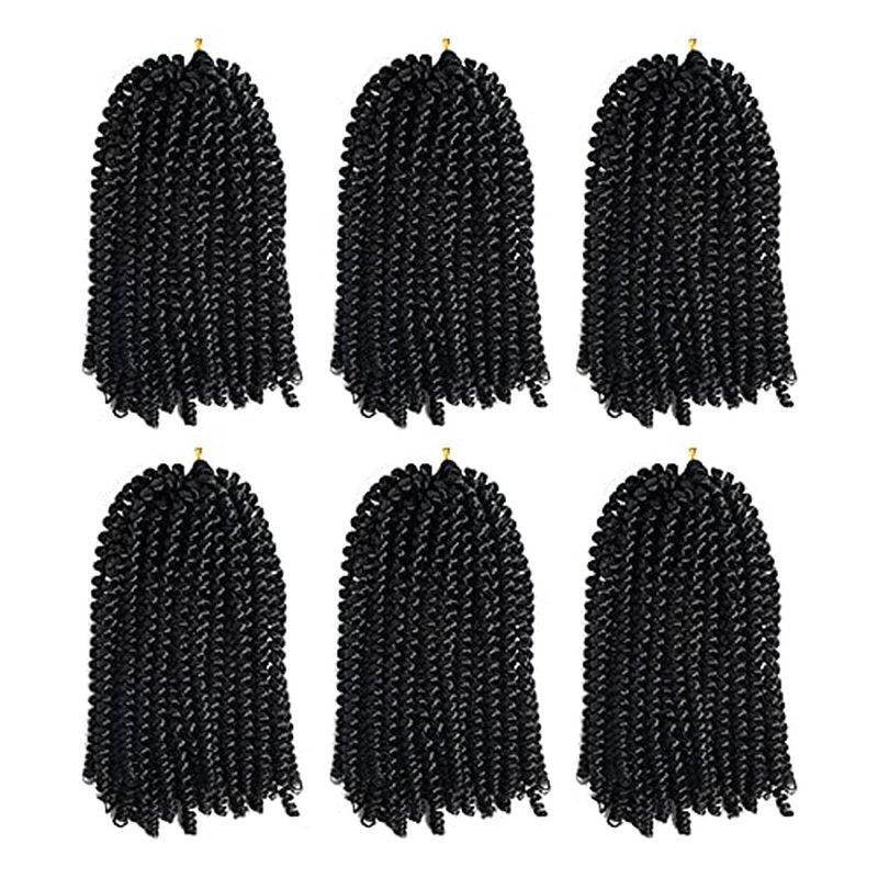 8 Inch Spring Twist Hair 6 Packs Spring Twists Butterfly Crochet Hair Fluffy Spring Twist Crochet Hair Bomb Twist Hair Spring Twist Brinding Hair for Black Women 15 Strands 55g/Pack(8 inch, 1B)