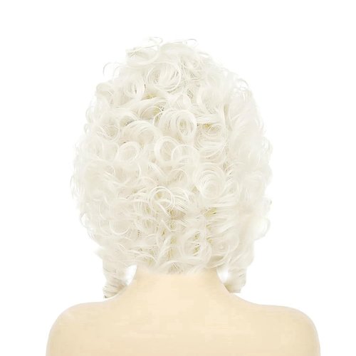 Sabosi White Marie Antoinette Wigs Short Vintage Beehive Hair Rococo Costume Cosplay 18th Century Wig,Queen Court Heat Resistant Women Halloween Party Wig
