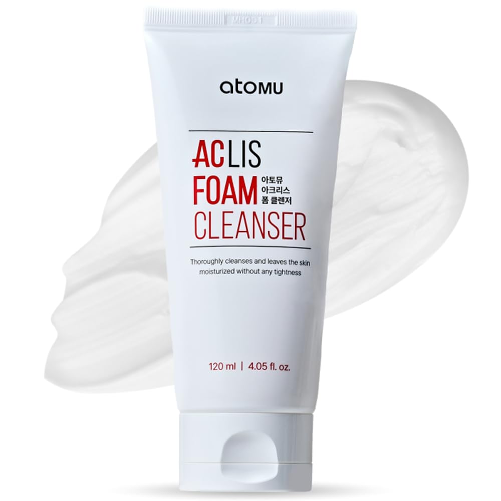ATOMU Salicylic Acid Foaming Facial Cleanser for Oily Skin & Clogged Pores, BHA Oil Control Face Wash, 4.05 fl oz