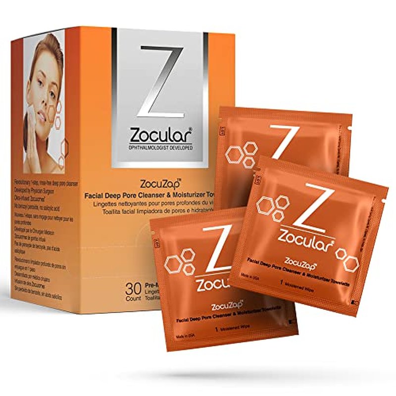 Zocular - ZocuZap Acne Face Wipes - Moisturizing Face Cleansing Wipes for Acne, Makeup Removal, and Exfoliation with Natural Okra Complex for Sensitive, Rosacea Skin - 30/ct