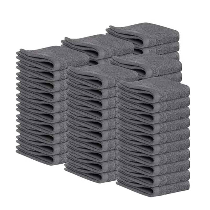 Tens Towels 60 Pack Cotton Washcloths, 12 x 12 in, Ultra Soft, Gentle, Absorbent and Durable Face Towels, Luxurious Hotel Quality, Ultimate Comfort, Perfect for Home, Gym, Spa (Dark Grey)