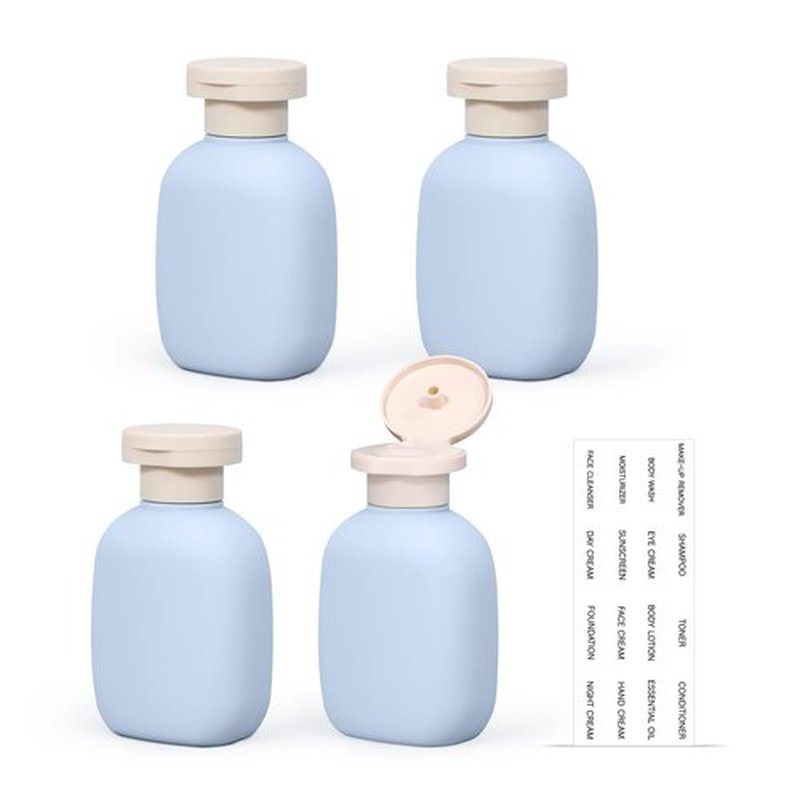 UMETASS 3.4 oz Travel Bottles Plastic Travel Shampoo Bottles, Empty Plastic Squeeze Bottles with Flip Cap for Toiletries, Leakage-proof Travel Essentials Conditioner Bottles (4 pack, BLUE)