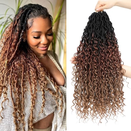 Goddess Locs Crochet Hair For Black Women 14 Inch 8 Packs Faux Locs Crochet Hair Crochet Locs Crochet Hair Pre Looped Crochet Locs River Locs With Curly Ends (1B/30/27#)