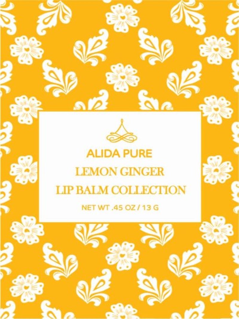 ALIDA PURE Lemon Ginger Lip Balm Collection, Vegan Lip Balm Set, Bees Wax Free, with Avocado Oil, Organic Jojoba Oil, Vitamin E, Natural Moisturizer For Dry, Cracked, or Chapped Lips, 3 Tube Set