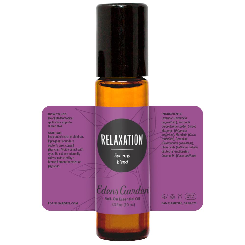 Edens Garden Relaxation Essential Oil Roll-On Blend- 100% Pure Premium Grade, Natural, Therapeutic, Aromatherapy, Kid & Skin Safe, The Best for Comfort, Relaxation Pre-Diluted 10 ml (.33 fl oz)