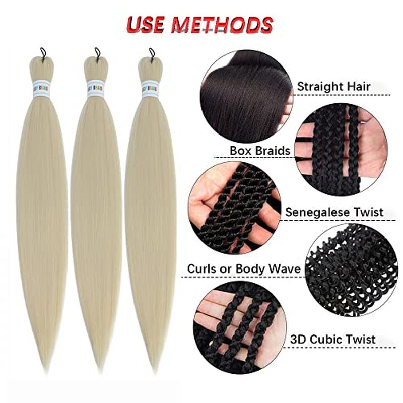 Newluyang Ombre Pre Stretched Braiding Hair,100% Kanekalon Synthetic Top Silky Color Blend Synthetic Fiber Easy Braid Hair Extensions,26inch 6packs Yaki Texture Crochet Hair Braids（Ombre Purple)