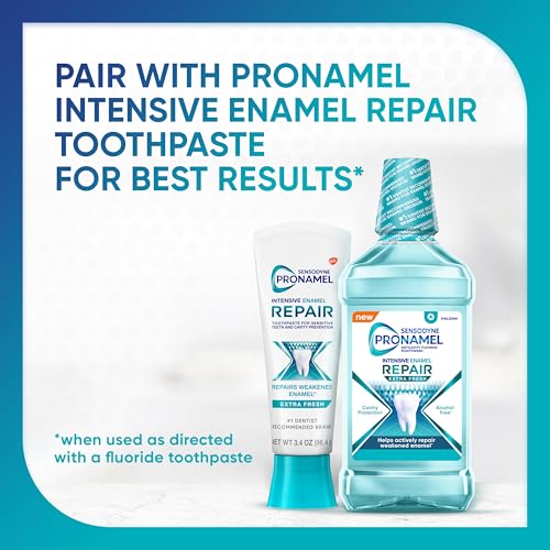 Sensodyne Pronamel Intensive Enamel Repair Alcohol-Free Mouthwash to Help Actively Repair Enamel and Protect Against Cavities, Extra Fresh, 3 x 16.9 fl oz