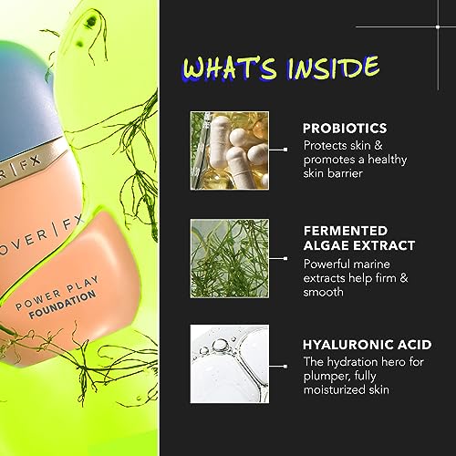 COVER FX Power Play Foundation - Shade R2 - Buildable Full Coverage - Waterproof Sweat-Proof Transfer-Proof - Natural Matte Finish - All Skin Types