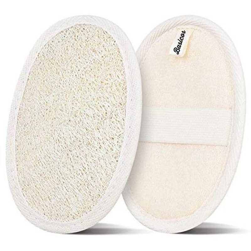 BASICOS Dove Beauty Bar Soap for Washing Hands and Body, Mild for Skin, Bulk Pack of 8 Bars- 3.15 Ouce Each. Plus 1 Loofah Sponge Pad (Pink)