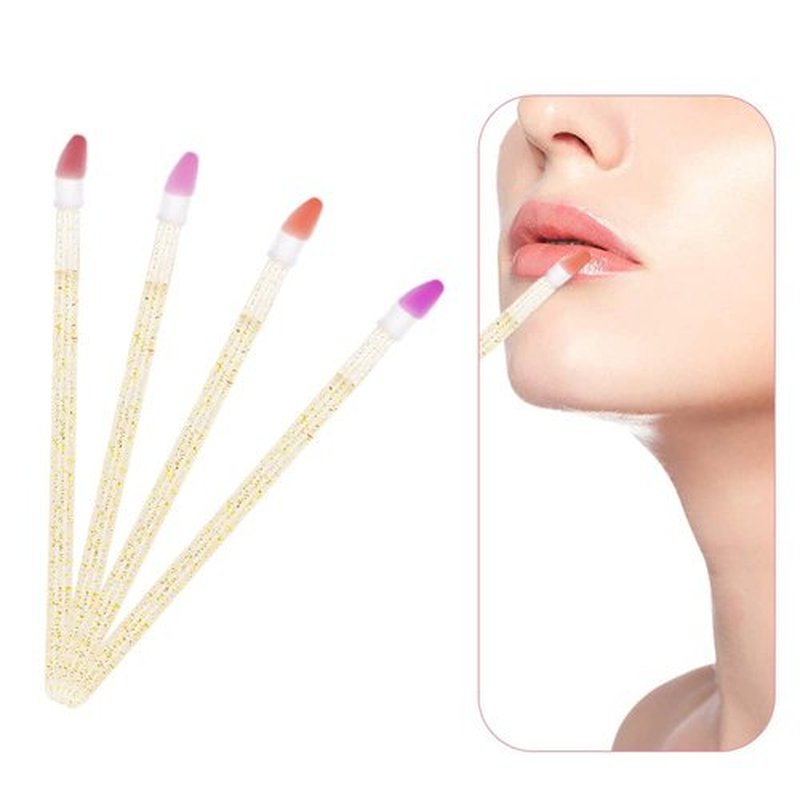 300 Pieces Disposable Lip Brushes Premium Lipstick Gloss Wands Applicator Makeup Tool Kits (Gold)