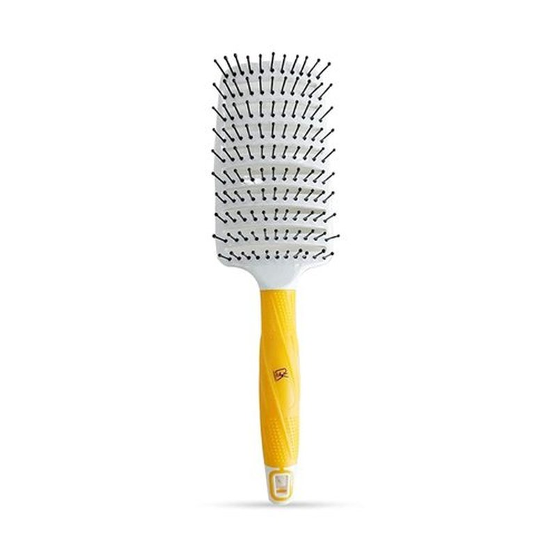 GK HAIR Global Keratin Professional Curved Vented Brush 3 Inch for Blow Drying Styling Detangling Vent Brush with Pin Bristles & Non Slip Grip for Long Curly Tangled Straight & Thick Hair - Unisex