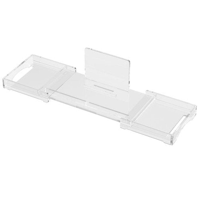 Kucle Expandable Acrylic Bathtub Tray - 18-32 Inches Bath Caddy Tray for Bathtub, Luxury Bath Tub Tray Table for Home Spa, Bath Tray for Tub, Bathroom Tub Accessory Birthday Gift for Her (Clear)