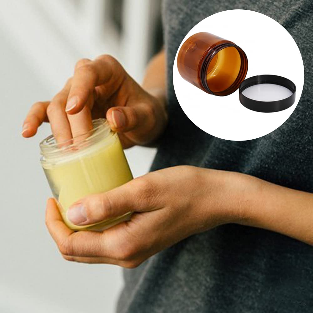 4oz Plastic Jars with Lids 4 oz Amber Plastic Containers with Lids + 20g Sample Containers (Set of 24) Airtight Container for Lip Scrub, Body Butters, Cream, Slime, Craft Storage