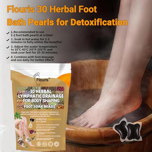 Flouris 30-Herb Detox Foot Bath Beads, 2024 New Herbal Detox&Shaping Cleansing Foot Soak Beads, Flouris Detoxing Herbs Foot Soak Beads for Relaxing and Soothing Body Sore Tired (1 Pack)