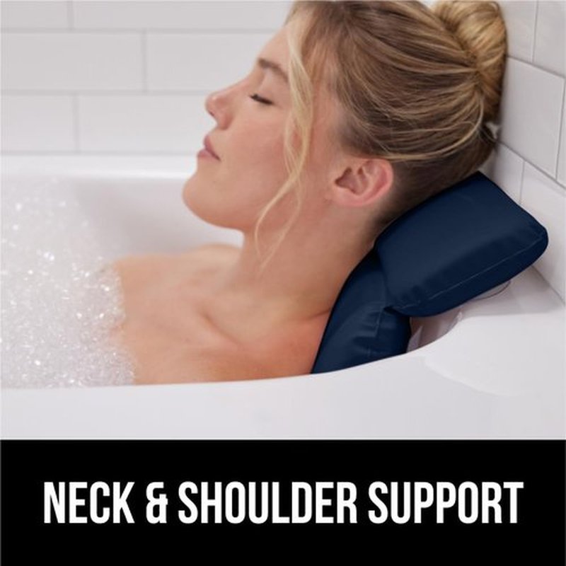 Gorilla Grip Bath Pillow for Tub, Improved Suction Cups, Luxury Bathtub Pillows, Headrest for Neck and Back Support, Relaxing Home Spa, Hot Tub and Bathroom Essentials, Gifts for Women, 2 Panel Navy