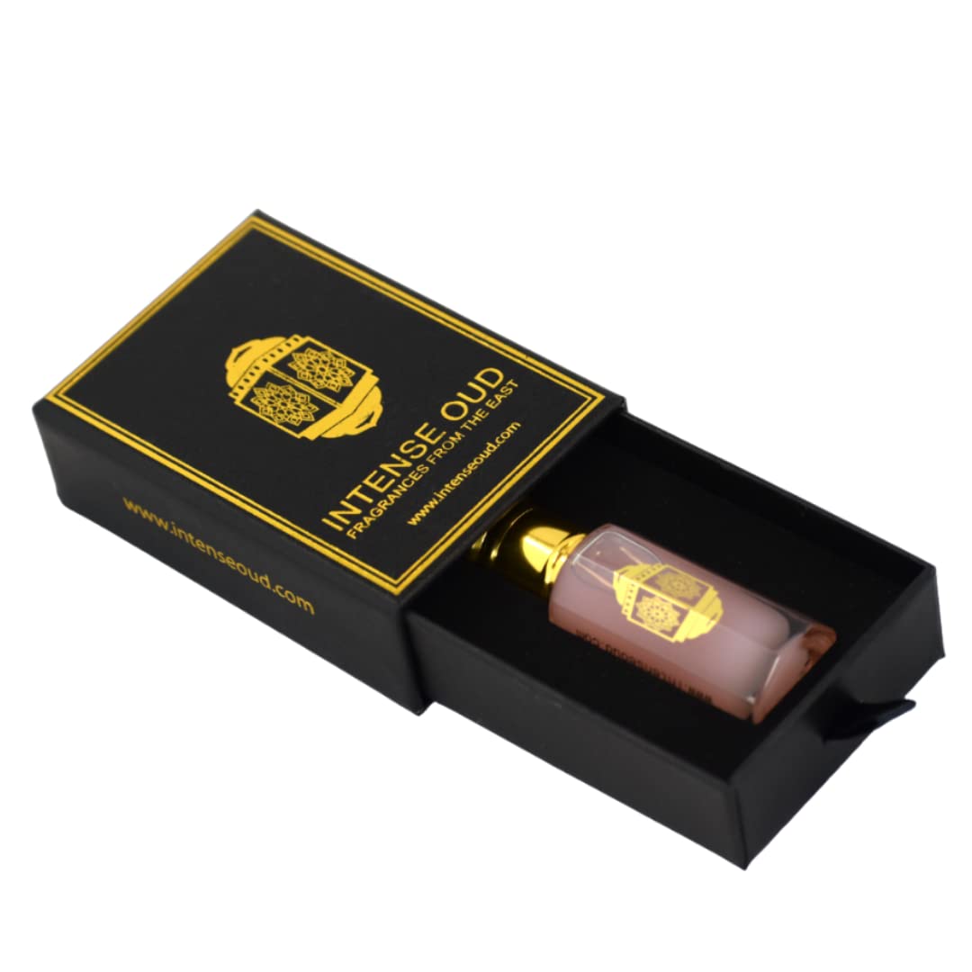 INTENSE OUD Pink Musk Arabian Perfume Oil for Men & Women, 12ml (0.40 oz) Alcohol-Free, Concentrated Fragrance with Violet & Vanilla Notes, Long-Lasting in Black Gift Box