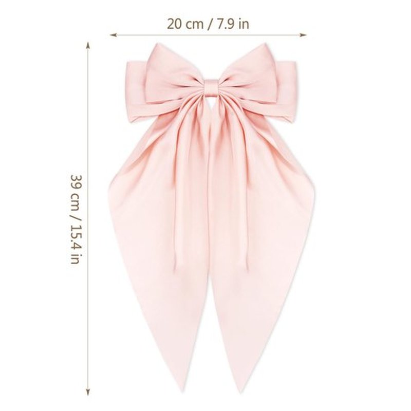 Atoden Hair Bows Silky Satin Bows for Hair Ribbons 4Pcs Coquette Oversized Long Tail Hair Bow Clips Barrettes Neutral Big Bowknot Hair Accessories for Women Girl Trendy Stuff Gifts