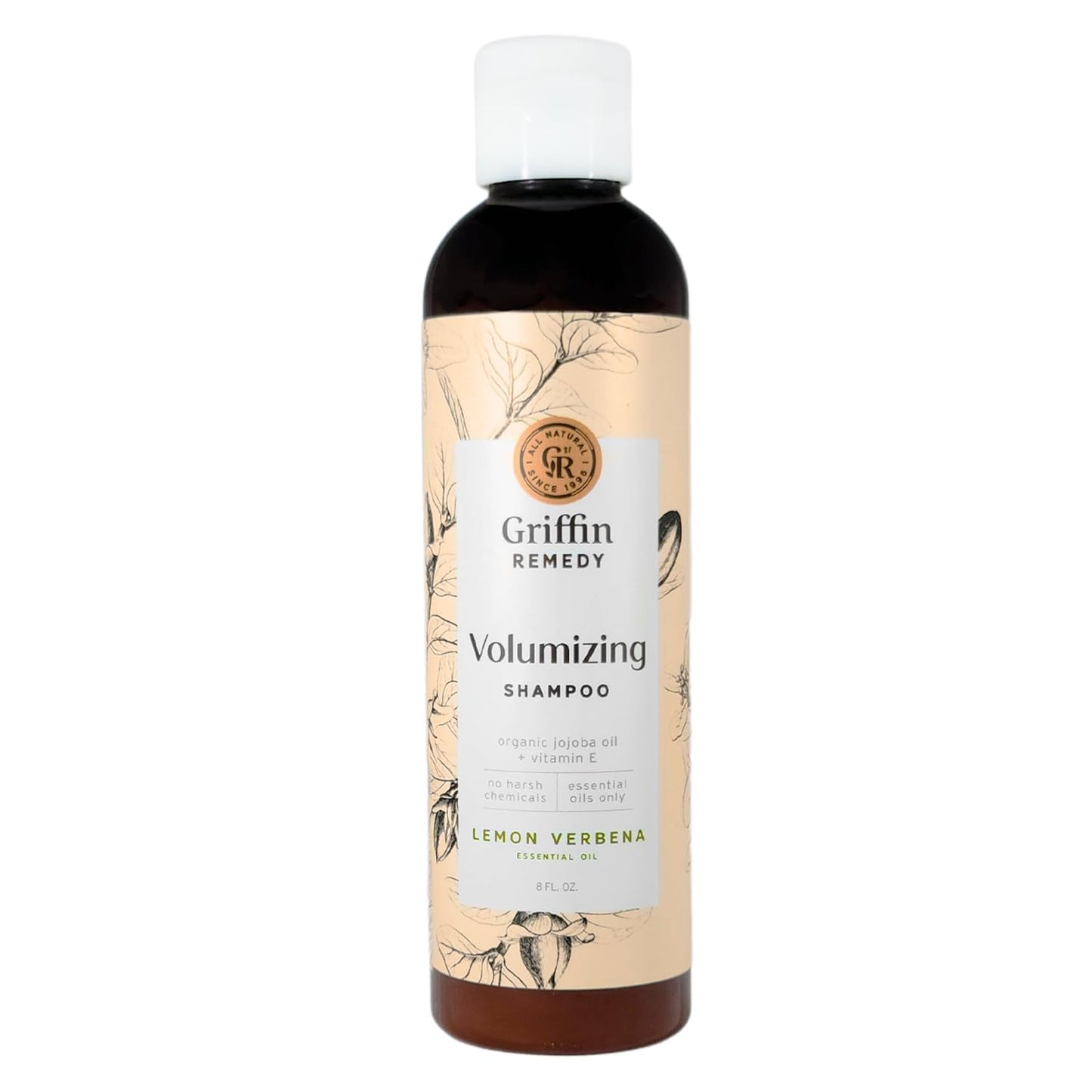 Griffin Remedy Volumizing Shampoo for Fine and Thin Hair, Lemon Verbena, Sulfate-Free, with Jojoba Oil and Vitamin B Complex, Adds Body and Fullness 8oz,