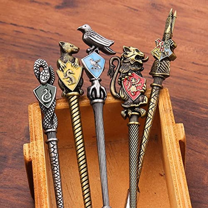 【2 Color Options】Metal Wand Gifts Makeup Brushes Set Wi-zard Wand Makeup Brushes Set Make Up Brushes for Women - Brushes Holder Pot Not Included HP_Bronze_5PCS
