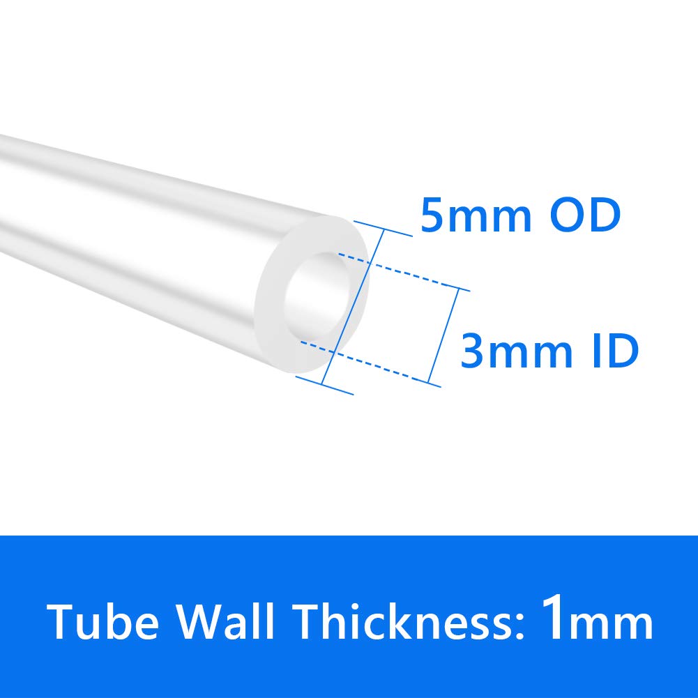 Quickun Pure Silicone Tubing, 3mm ID x 5mm OD High Temp Food Grade Tube Pure Silicone Hose Tube for Home Brewing, Beer Line, Kegerator, Wine Making, Aquaponics, Air Hose by Proper Pour (3.28 Ft)