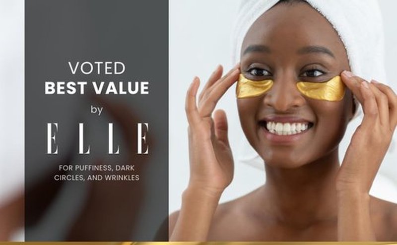 Bisou Bisou Bisou 16 Pairs Gold Under Eye Patches with 2 pieces of Lip Mask | Under Eye Mask Dark Circles and Puffiness | Wrinkles Patches with Hydrogel | Collagen Eye Pad