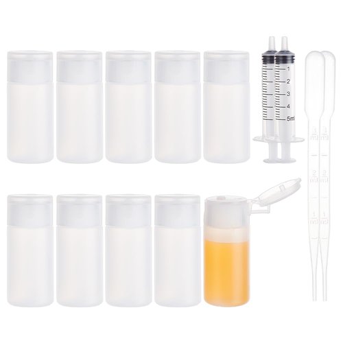 BENECREAT 10 Pack 1oz Travel Bottles Small Travel tubes Plastic Flip Cap Sample Bottle Refillable Travel Bottles for Makeup, Liquid, Cosmetic Toiletries Product